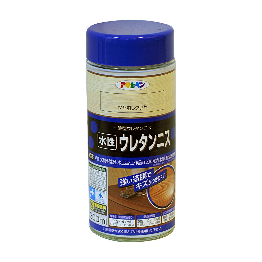 Asahipen Water-Based Urethane Varnish, 300ml, Matte Clear