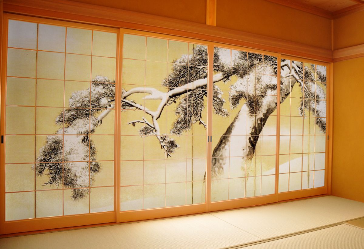 障子紙 日本の名画 円山応挙 雪松図屏風 右隻 TFT_014S 4枚1組 のりで