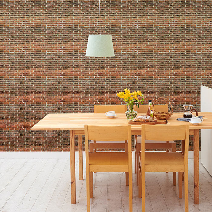 壁紙 シール のり付き ハガセルーノ 65cm×90cm ブラウンレンガ 補修 クロス はがせる壁紙 リメイクシート 張り替え DIY おしゃれ 粘着シート HR-024 アサヒペン