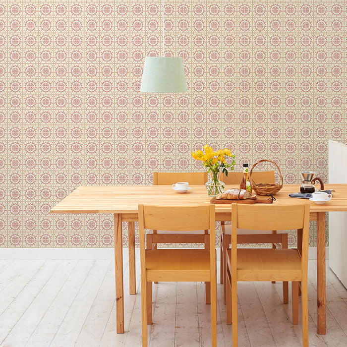 壁紙 シール のり付き ハガセルーノ 65cm×2.7m アンティークイエローモロッコタイル 補修 クロス はがせる壁紙 リメイクシート 張り替え DIY おしゃれ 粘着シート HRL-018 アサヒペン