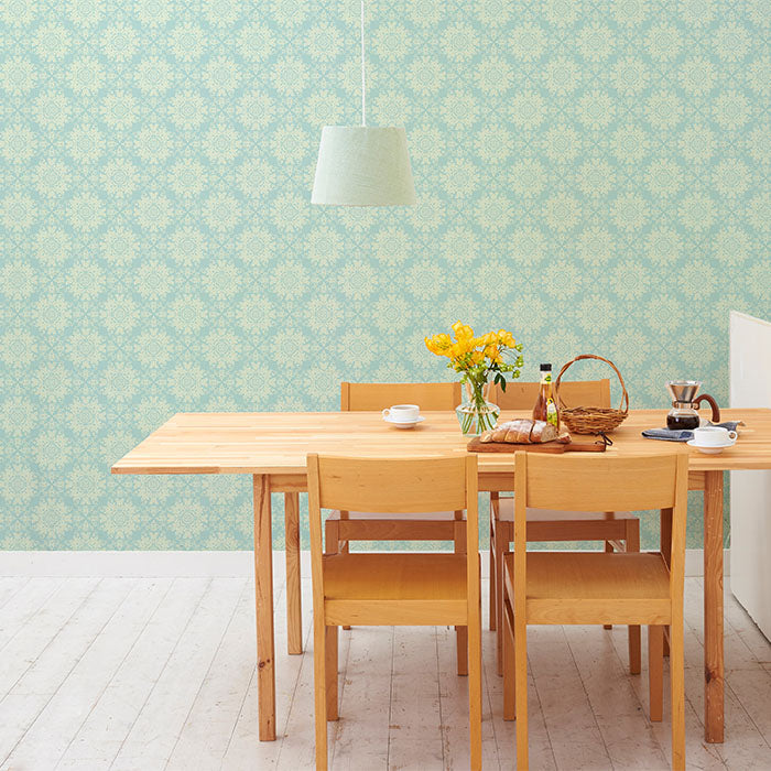 壁紙 シール のり付き ハガセルーノ 65cm×2.7m ブルーダマスク 補修 クロス はがせる壁紙 リメイクシート 張り替え DIY おしゃれ 粘着シート HRL-021 アサヒペン