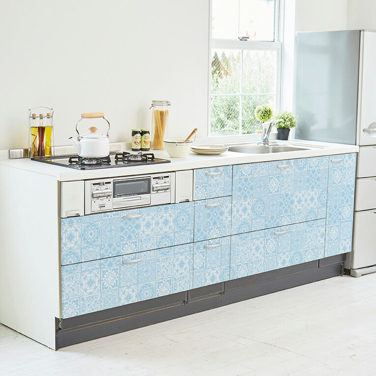 壁紙 シール のり付き ハガセルーノ 65cm×2.7m ブルーランダムタイル 補修 クロス はがせる壁紙 リメイクシート 張り替え DIY おしゃれ 粘着シート HRL-005 アサヒペン