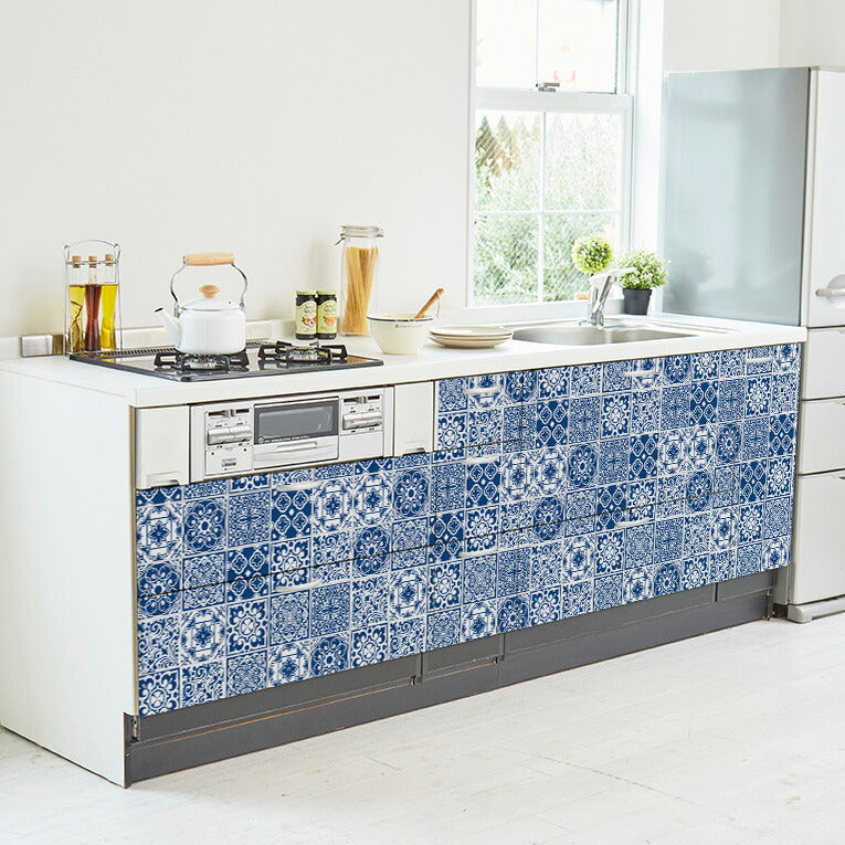 壁紙 シール のり付き ハガセルーノ 65cm×90cm ネイビーランダムタイル 補修 クロス はがせる壁紙 リメイクシート 張り替え DIY おしゃれ 粘着シート HR-006 アサヒペン