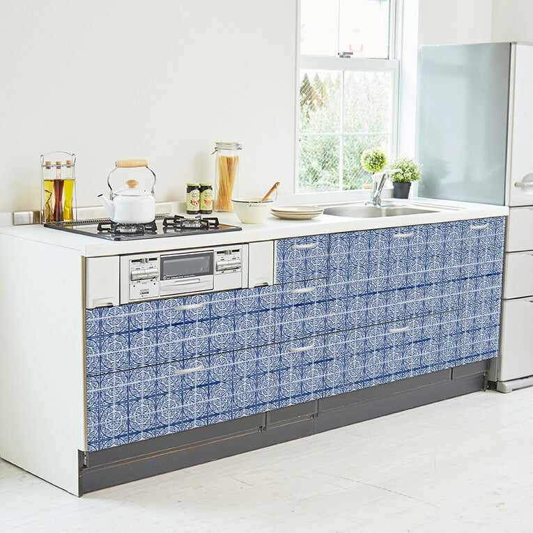 壁紙 シール のり付き ハガセルーノ 65cm×2.7m ネイビーモロッコタイル 補修 クロス はがせる壁紙 リメイクシート 張り替え DIY おしゃれ 粘着シート HRL-009 アサヒペン