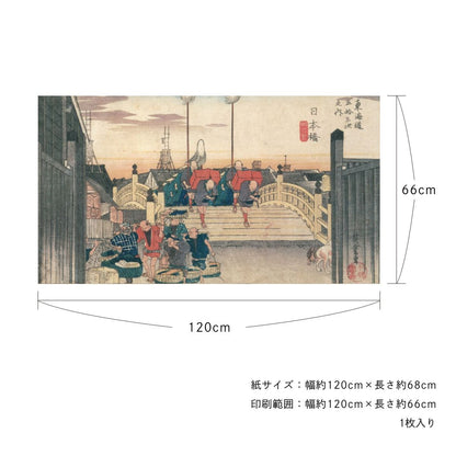 貼ってはがせる壁紙シート アートシリーズ 和の巨匠たち 日本の名画 HC_J_006 歌川広重 東海道五拾三次之内 日本橋 朝之景 シールタイプ 幅約120cm×高さ約66cm 1枚入り アサヒペン