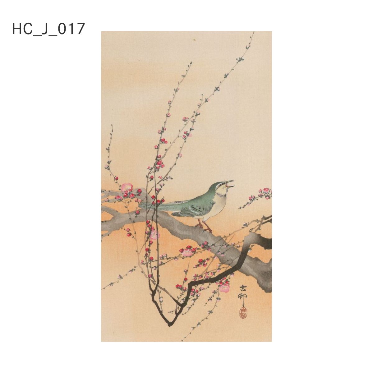 貼ってはがせる壁紙シート アートシリーズ 和の巨匠たち 日本の名画 HC_J_017 小原古邨 梅に鴬 シールタイプ 幅約66cm×高さ約120cm 1枚入り アサヒペン