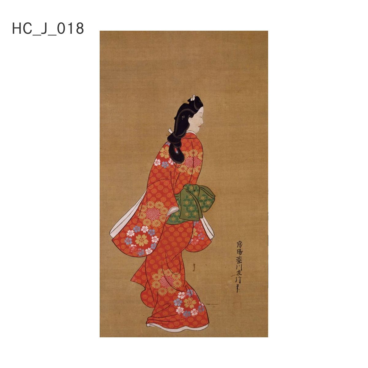 貼ってはがせる壁紙シート アートシリーズ 和の巨匠たち 日本の名画 HC_J_018 菱川師宣 見返り美人図 シールタイプ 幅約66cm×高さ約120cm 1枚入り アサヒペン