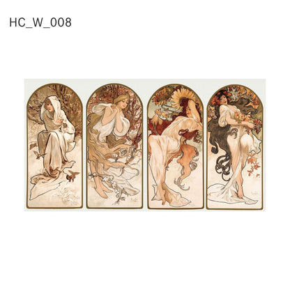 Asahipen Peel-and-Stick Wallpaper Sheet, Art Series, Western Masters, World Masterpieces, HC_W_008, Mucha, Four Seasons, Sticker Type, Approx. 120cm Wide x 66cm High, 1 Sheet