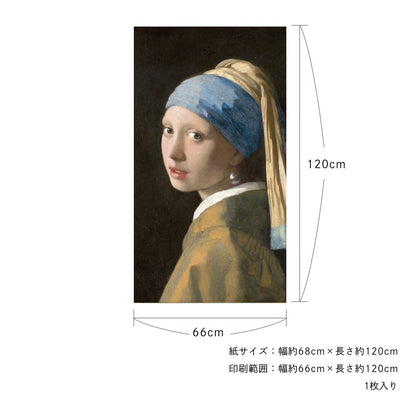 貼ってはがせる壁紙シート アートシリーズ 西洋の巨匠たち 世界の名画 HC_W_011 フェルメール 真珠の耳飾りの少女 シールタイプ 幅約66cm×高さ約120cm 1枚入り アサヒペン