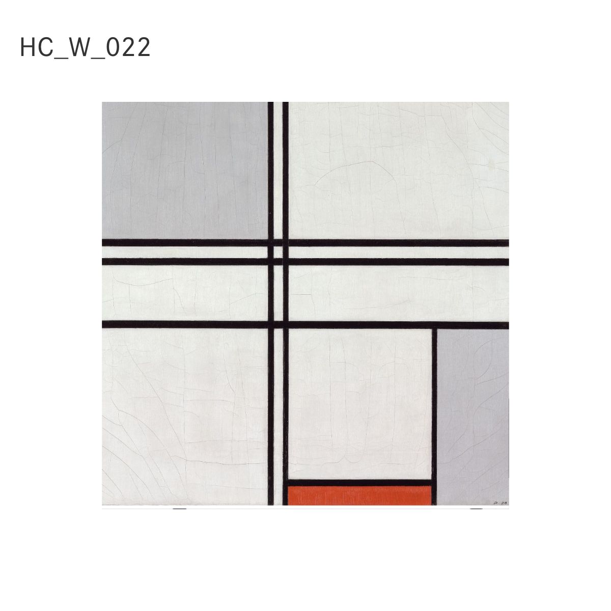 貼ってはがせる壁紙シート アートシリーズ 西洋の巨匠たち 世界の名画 HC_W_022 モンドリアン 赤と灰色のコンポジション シールタイプ 幅約66cm×高さ約66cm 1枚入り アサヒペン