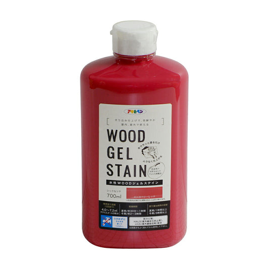 アサヒペン 水性WOODジェルステイン 700ml ストロベリーレッド