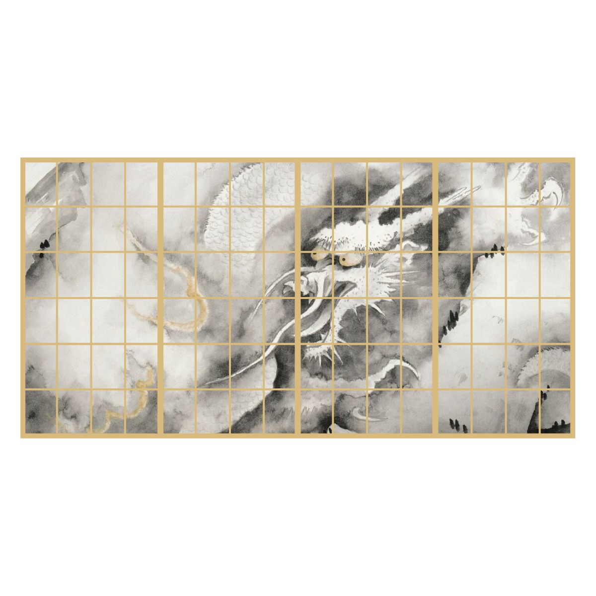 障子紙 三尺四枚建て 日本の名画 横山大観 龍興而致雲 TFT_010S 4枚1組 のりで貼るタイプ 幅91cm×長さ182cm アサヒペン