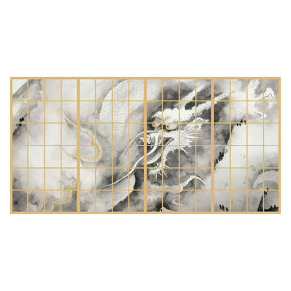障子紙 三尺四枚建て 日本の名画 横山大観 龍興而致雲 TFT_010S 4枚1組 のりで貼るタイプ 幅91cm×長さ182cm アサヒペン