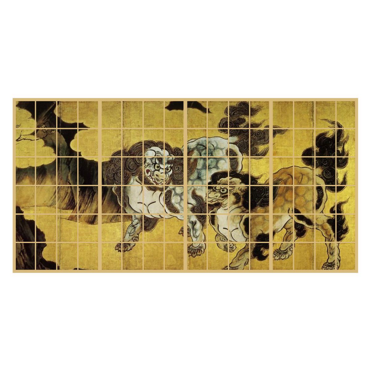 障子紙 日本の名画 狩野永徳 唐獅子図 TFT_012S 4枚1組 のりで貼るタイプ 幅91cm×長さ182cm アサヒペン