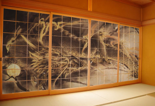 Shoji paper, Japanese masterpiece, Ogata Korin, Iris, Left panel, TFT_016S, 4 sheets per set, glue type, width 91cm x length 182cm, Asahipen