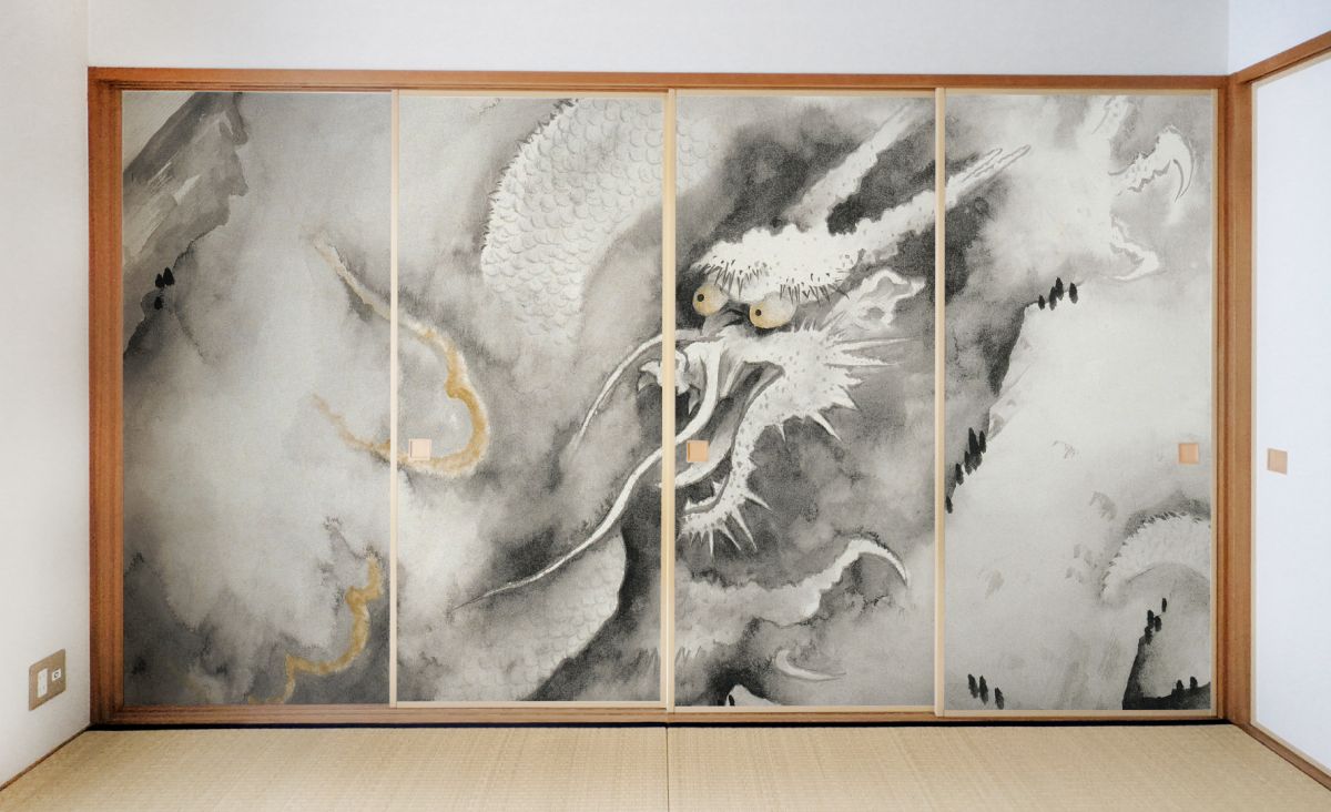 Fusuma paper, Japanese masterpiece, Yokoyama Taikan, Dragon's Love Clouds, TFT_010F, width 91cm x length 182cm, set of 4, Asahipen