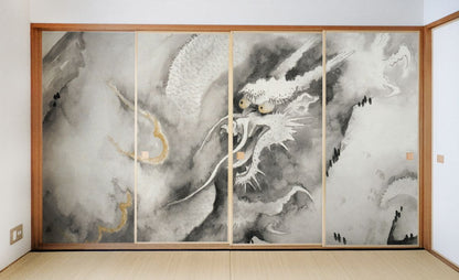Fusuma paper, Japanese masterpiece, Yokoyama Taikan, Dragon's Love Clouds, TFT_010F, width 91cm x length 182cm, set of 4, Asahipen