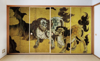 Fusuma paper, Japanese masterpiece, Kano Eitoku, Chinese lion painting, TFT_012F, width 91cm x length 182cm, set of 4, Asahipen