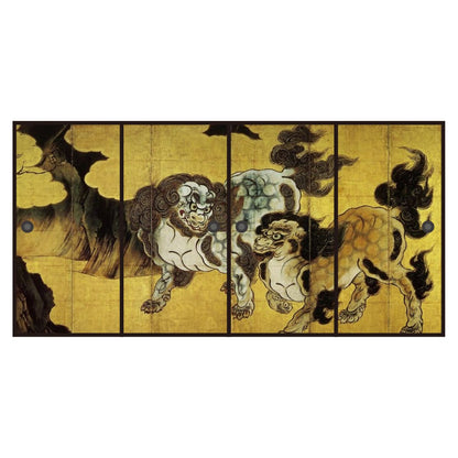 Fusuma paper, Japanese masterpiece, Kano Eitoku, Chinese lion painting, TFT_012F, width 91cm x length 182cm, set of 4, Asahipen