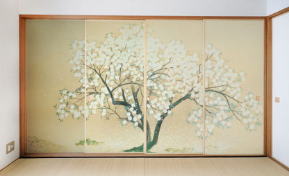 ふすま紙 日本の名画 小林古径 清姫 入相桜 TFT_015F 幅91cm×長さ182cm 4枚1組 アサヒペン