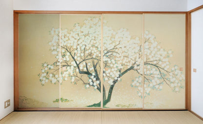 Fusuma paper, Japanese masterpiece, Kobayashi Kokei, Kiyohime, Iri-so Sakura, TFT_015F, width 91cm x length 182cm, set of 4, Asahipen