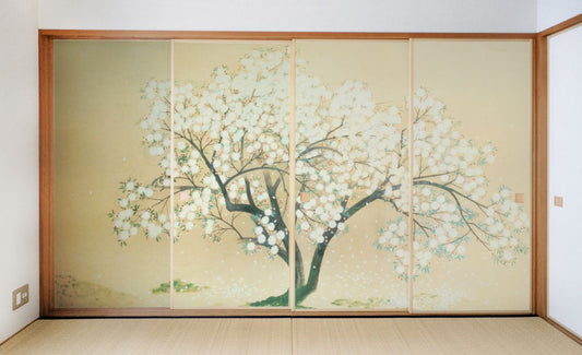 Fusuma paper, Japanese masterpiece, Kobayashi Kokei, Kiyohime, Iri-so Sakura, TFT_015F, width 91cm x length 182cm, set of 4, Asahipen
