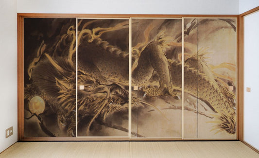 Fusuma paper, Japanese masterpiece, Ryushi Kawabata, Garyuu, TFT_016F, width 91cm x length 182cm, set of 4, Asahipen