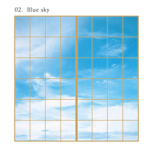 障子 空もよう障子紙 sky-02S Blue sky 91cm×182cm 2枚1組 のり貼りタイプ 障子紙 しょうじ紙 しょうじ モダン アサヒペン<br>おしゃれ 洋風 空 青空 柄 アート デザイン<br>
