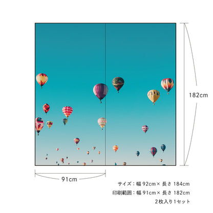 障子 空もよう障子紙 sky-06S Balloon 91cm×182cm 2枚1組 のり貼りタイプ 障子紙 しょうじ紙 しょうじ モダン アサヒペン<br>おしゃれ 洋風 気球 空 青空 柄 アート デザイン<br>