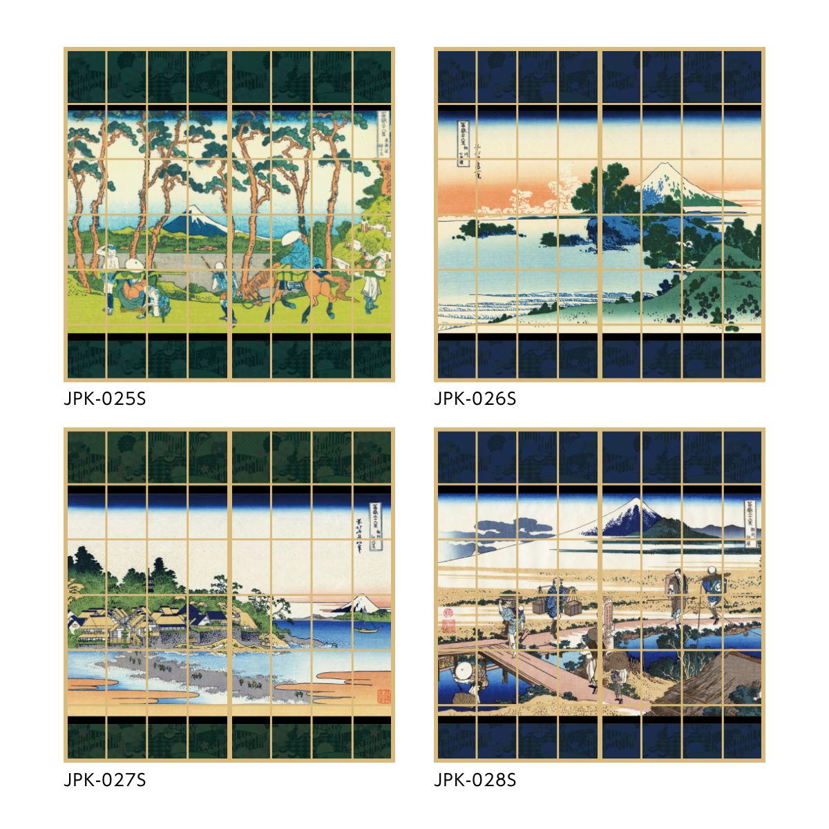 Shoji Paper Japanese Pattern Ukiyoe Katsushika Hokusai People's Lives 2 Sheets 1 Set Glue Type Width 91cm x Length 182cm Shoji Shoji Paper Shoji Modern Asahipen JPK-048S