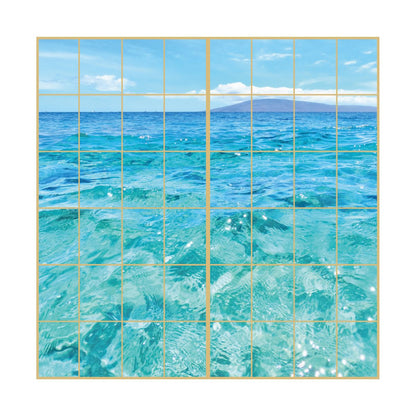 海模様 Ocean blue 障子紙 92cm×182cm 2枚入り のり貼りタイプ アサヒペン 自然 海 水平線 波 柄 和室 洋室 洋風 モダン インテリア sea-02S