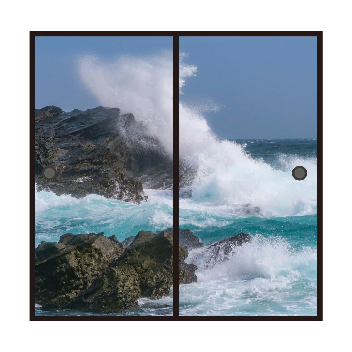 海模様 Wave splash 襖紙 92cm×182cm 2枚入り 水貼りタイプ アサヒペン