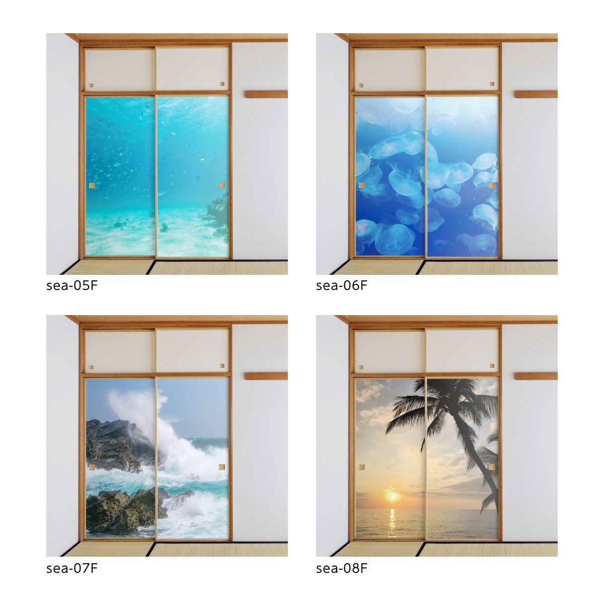 海模様 Wave splash 襖紙 92cm×182cm 2枚入り 水貼りタイプ アサヒペン