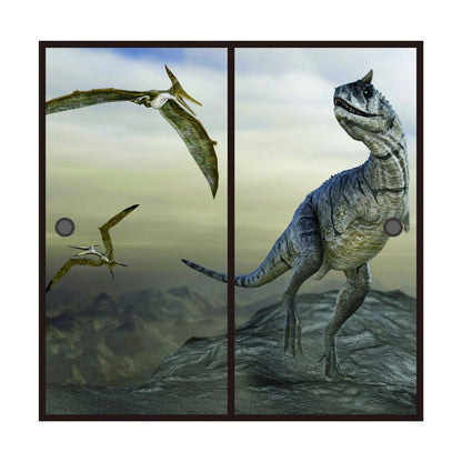 恐竜王国シリーズ カルノタウルス ふすま紙 92cm×184cm 2枚入り JP-007F 水貼りタイプ アサヒペン 恐竜 古代 迫力 柄 和室 洋室 洋風 モダン インテリア