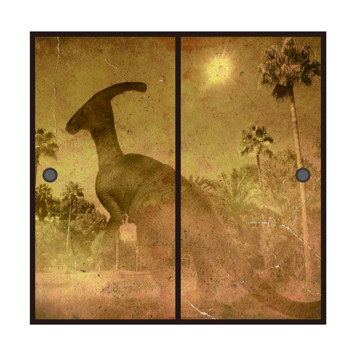 恐竜王国シリーズ T-REXとトリケラトプス ふすま紙 92cm×184cm 2枚入り JP-008F 水貼りタイプ アサヒペン 恐竜 古代 迫力 柄 和室 洋室 洋風 モダン インテリア