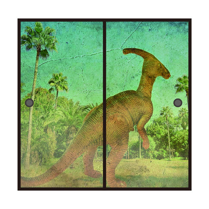 恐竜王国シリーズ 壁画風 ふすま紙 92cm×184cm 2枚入り JP-011F 水貼りタイプ アサヒペン 恐竜 古代 迫力 柄 和室 洋室 洋風 モダン インテリア