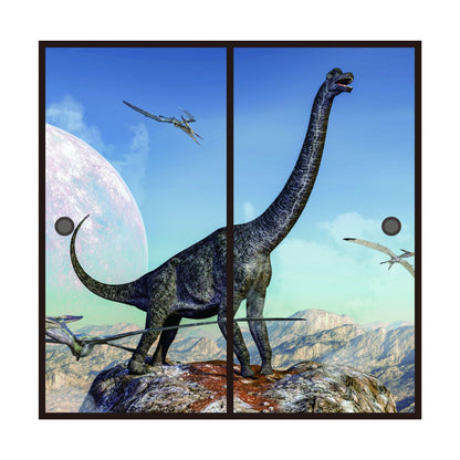 恐竜王国シリーズ ブラキオ頂 ふすま紙 92cm×184cm 2枚入り JP-016F 水貼りタイプ アサヒペン 恐竜 古代 迫力 柄 和室 洋室 洋風 モダン インテリア