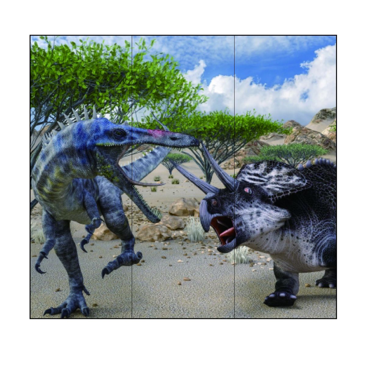 恐竜王国シリーズ トリケラトプス２ カベ紙 92cm×262cm 3枚入り JP-015W  恐竜 古代 迫力 柄 和室 洋室 洋風 モダン インテリア