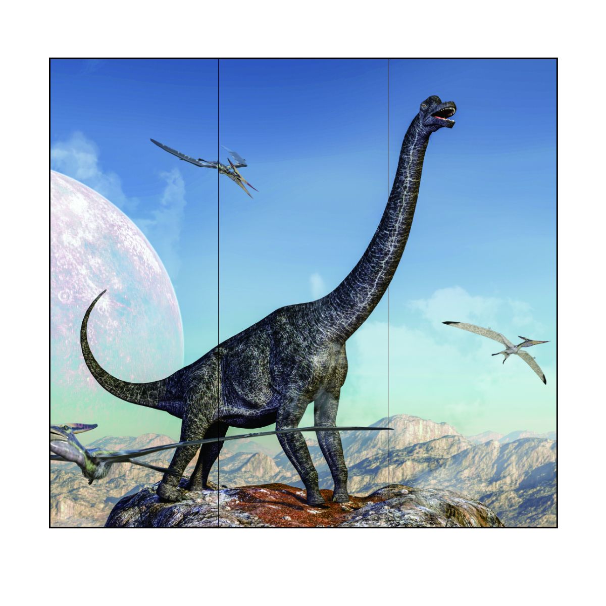 恐竜王国シリーズ ブラキオ頂 カベ紙 92cm×262cm 3枚入り JP-016W  恐竜 古代 迫力 柄 和室 洋室 洋風 モダン インテリア