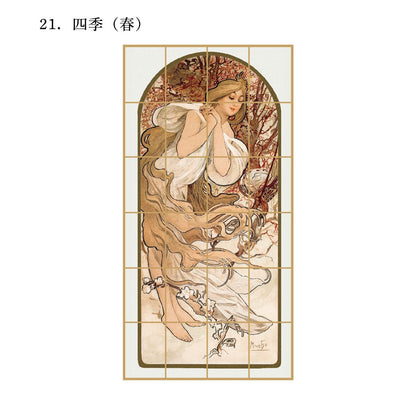 World Masterpiece Shoji Paper Mucha Four Seasons (Spring) 1 piece Glue Type Width 91cm x Length 182cm Shoji Paper Asahipen WWA-021S