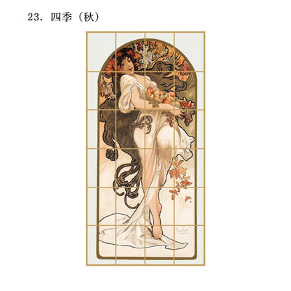 World Famous Shoji Paper Mucha Four Seasons (Autumn) 1 piece Glue Type Width 91cm x Length 182cm Shoji Paper Asahipen WWA-023S