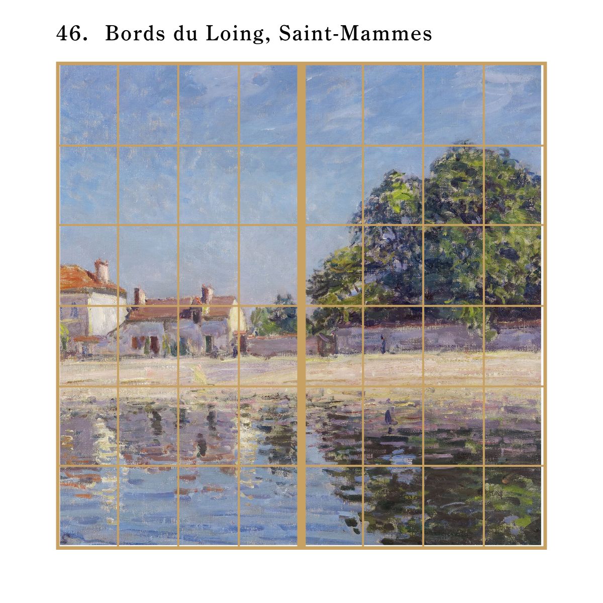世界の名画 障子紙 シスレー Bords du Loing, Saint-Mammes 2枚1組 水で貼るタイプ 幅91cm×長さ182cm 障子紙 アサヒペン WWA-046S