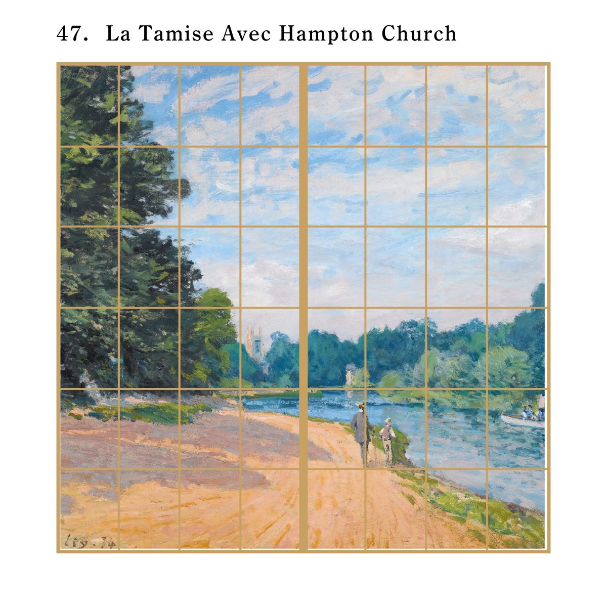 世界の名画 障子紙 シスレー La Tamise Avec Hampton Church 2枚1組 水で貼るタイプ 幅91cm×長さ182cm 障子紙 アサヒペン WWA-047S