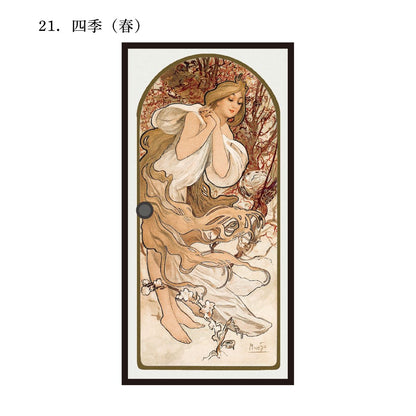 World Famous Painting Fusuma Paper Mucha Four Seasons (Spring) 1 Sheet Water Paste Type Width 91cm x Length 182cm Fusuma Paper Asahipen WWA-021F
