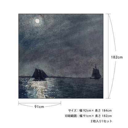 世界の名画 ふすま紙 ホーマー Eastern Point Light 2枚1組 水で貼るタイプ 幅91cm×長さ182cm 襖紙 アサヒペン WWA-042F