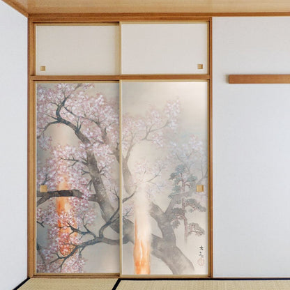 日本の名画 ふすま紙 横山大観 夜桜 花 2枚1組 水で貼るタイプ 幅91cm×長さ182cm 襖紙 アサヒペン JYT_006F
