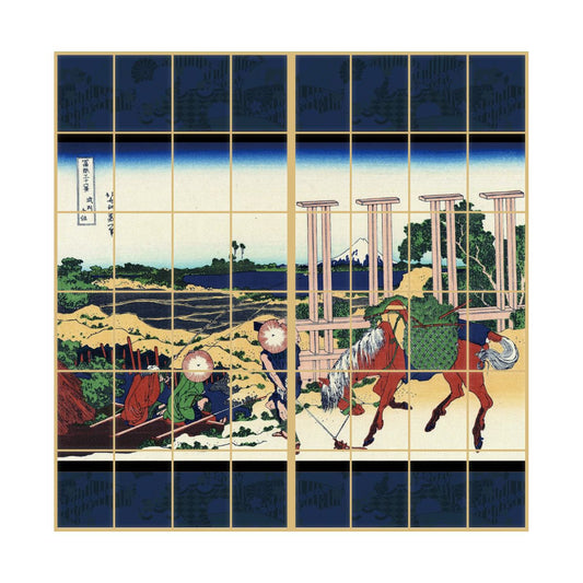 Shoji Paper Japanese Pattern Ukiyoe Katsushika Hokusai Bushu Senju 2 Sheets 1 Set Glue Type Width 91cm x Length 182cm Shoji Shoji Paper Shoji Modern Asahipen JPK-017S
