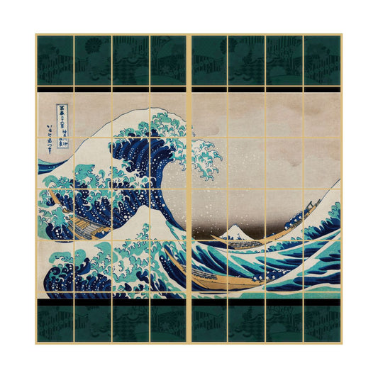 Shoji Paper Japanese Pattern Ukiyoe Katsushika Hokusai The Great Wave Off Kanagawa 2 Sheets 1 Set Glue Type Width 91cm x Length 182cm Shoji Shoji Paper Shoji Modern Asahipen JPK-023S