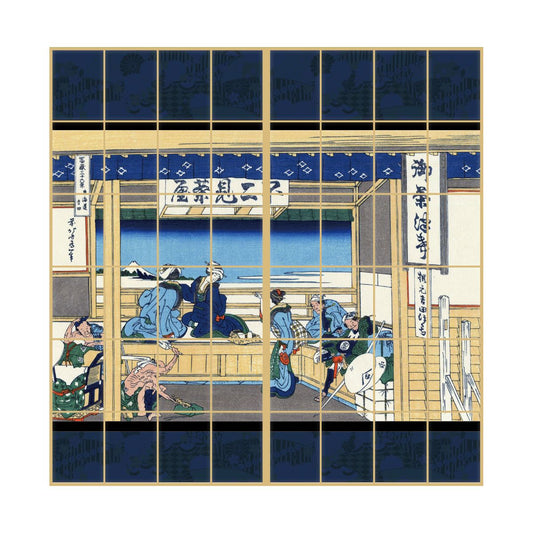Shoji Paper Japanese Pattern Ukiyoe Katsushika Hokusai Tokaido Yoshida 2 Sheets 1 Set Glue Type Width 91cm x Length 182cm Shoji Shoji Paper Shoji Modern Asahipen JPK-038S