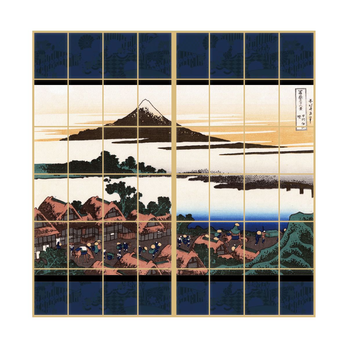 Shoji Paper Japanese Pattern Ukiyoe Katsushika Hokusai Koshu Izawa Akira 2 Sheets 1 Set Glue Type Width 91cm x Length 182cm Shoji Shoji Paper Shoji Modern Asahipen JPK-042S